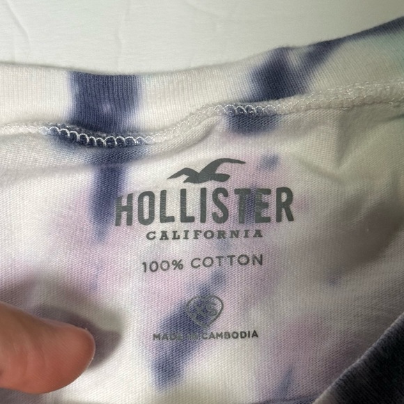 Hollister LOS ANGELES Tie Dye Wide Cropped T-Shirt Short Sleeve Size XS Spellout - Picture 5 of 5